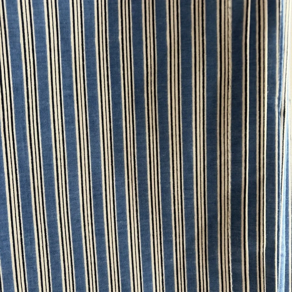 Vintage Ralph Lauren Full Flat Sheet Blue White Navy Stripe 100% Cotton USA